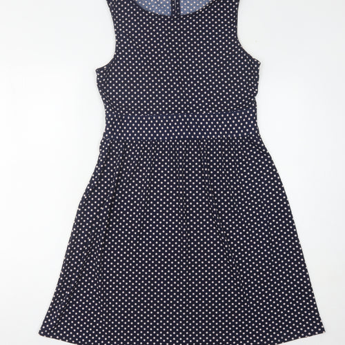 Oasis Blue Polka Dot A-Line Dress for Women - Size M