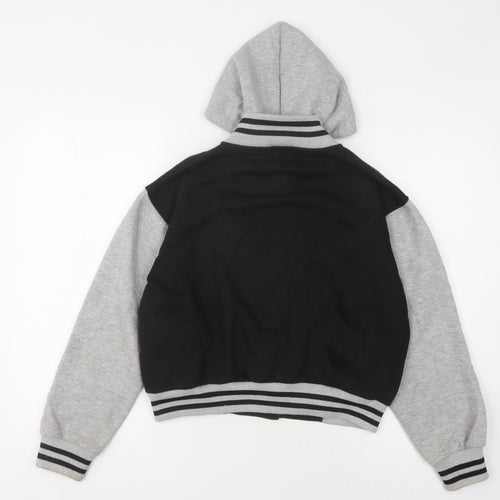 A2Z 4-Kids Boys Varsity Jacket, Black/Grey, 13 Years, Hooded