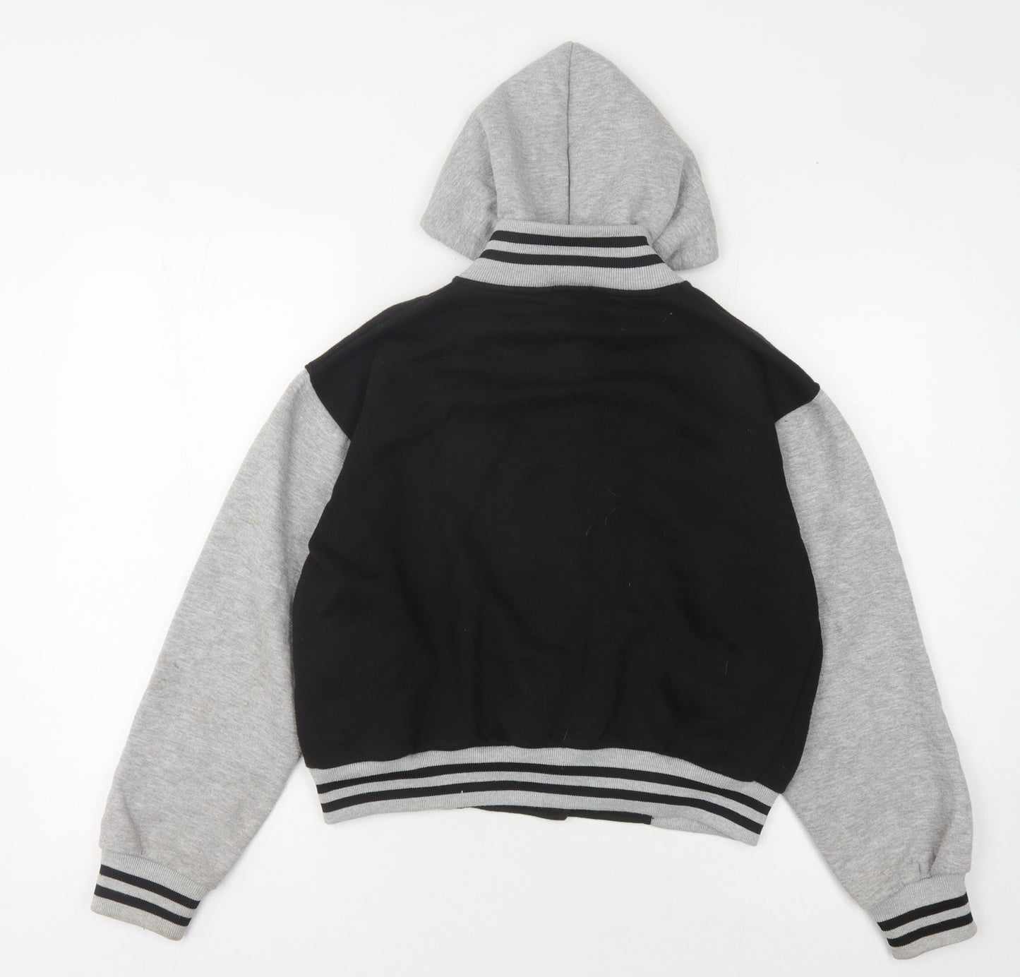 A2Z 4-Kids Boys Varsity Jacket, Black/Grey, 13 Years, Hooded