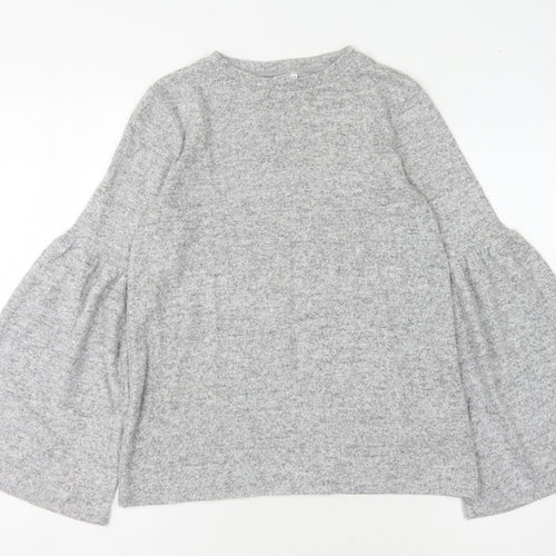 Zara Trafaluc Women's Grey Flared Sleeve Jumper Size S