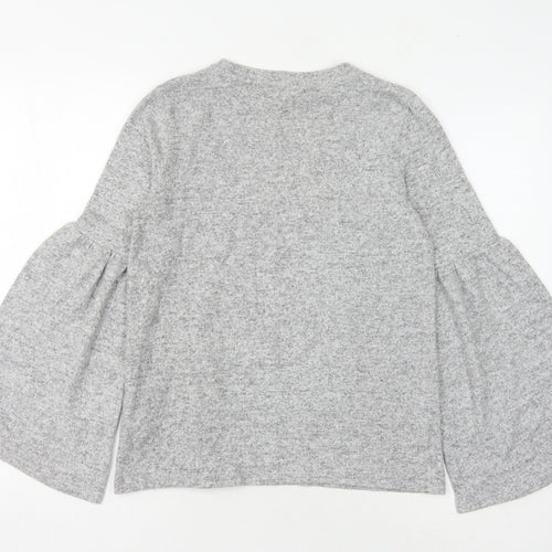 Zara Trafaluc Women's Grey Flared Sleeve Jumper Size S