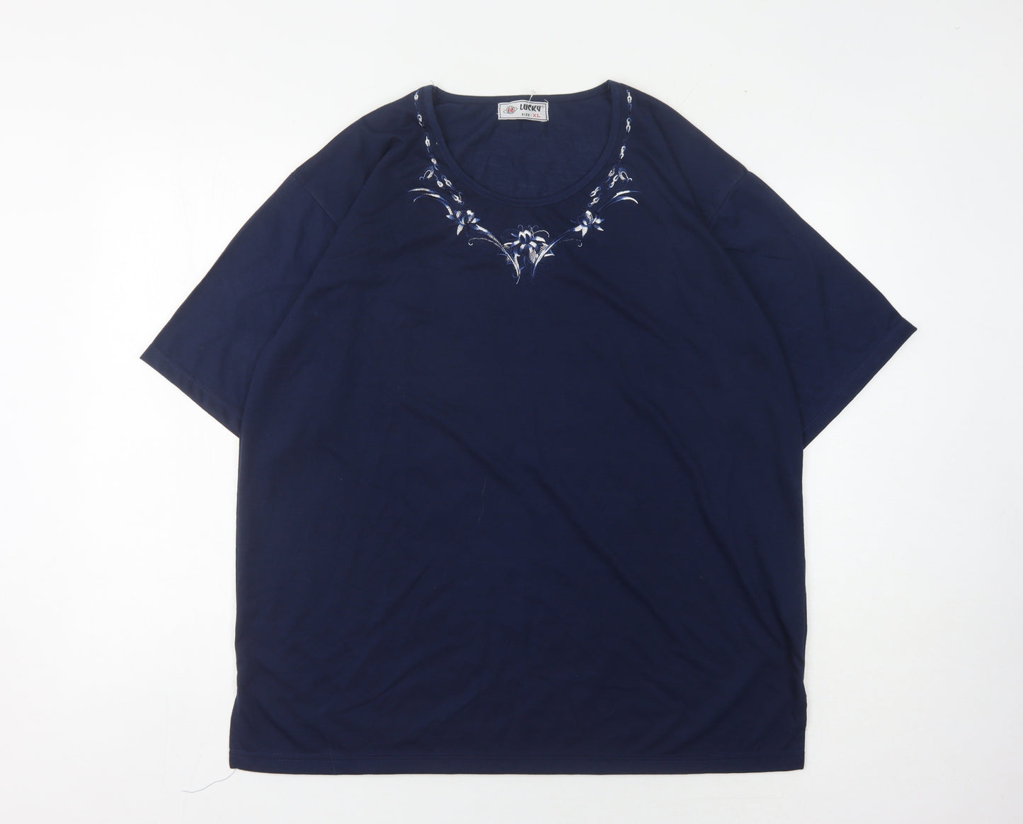 Lucky Women's Blue XL Basic Embroidered T-Shirt