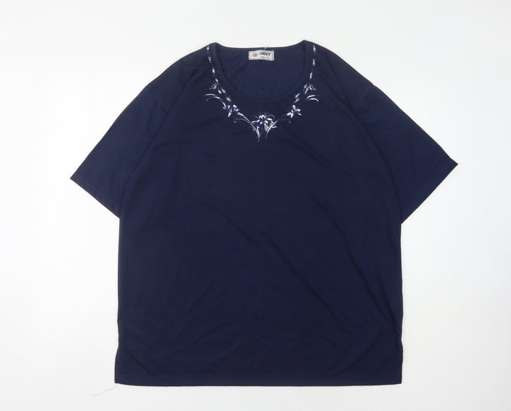 Lucky Women's Blue XL Basic Embroidered T-Shirt