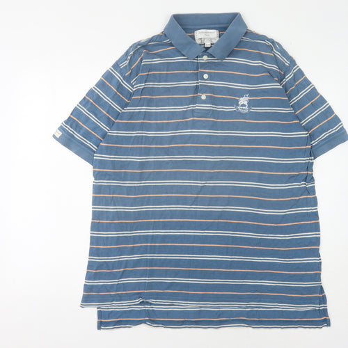 Izod Men's Blue Striped Polo Shirt M Short Sleeve