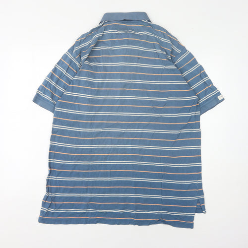 Izod Men's Blue Striped Polo Shirt M Short Sleeve
