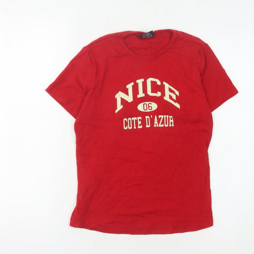 F. Spirit Unisex Red Cotton T-Shirt, Size L