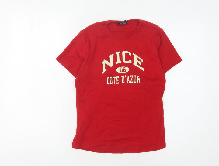 F. Spirit Unisex Red Cotton T-Shirt, Size L