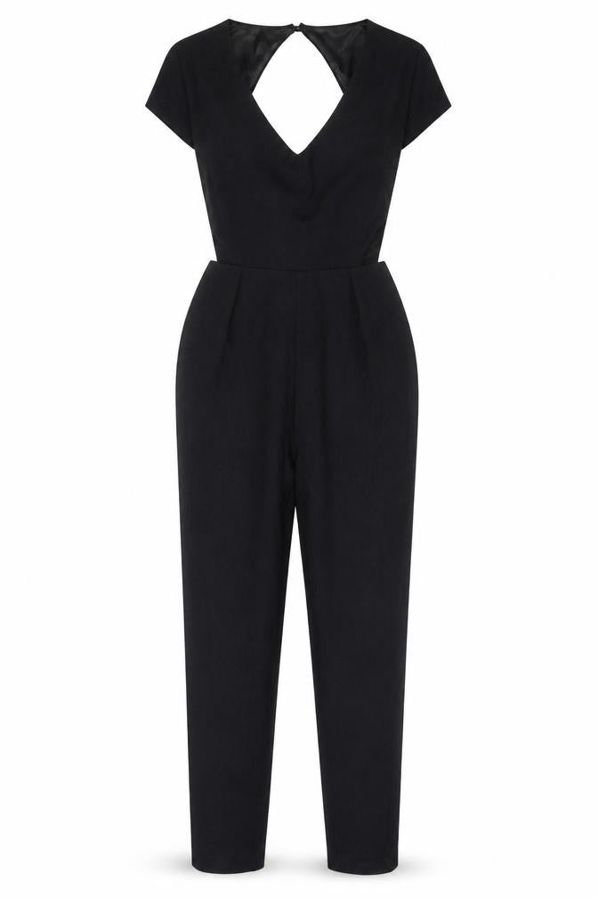 Front view of Bershka Women's Black M Jumpsuit, Party/Cocktail