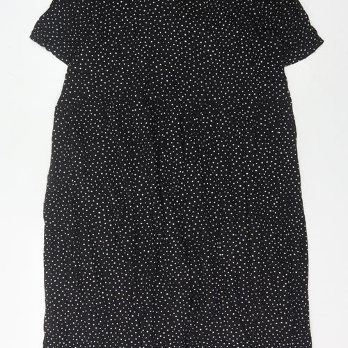 Monki Black Polka Dot Women's Collared Shirt Dress L