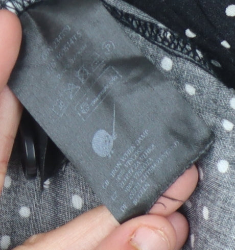 Monki Black Polka Dot Women's Collared Shirt Dress L