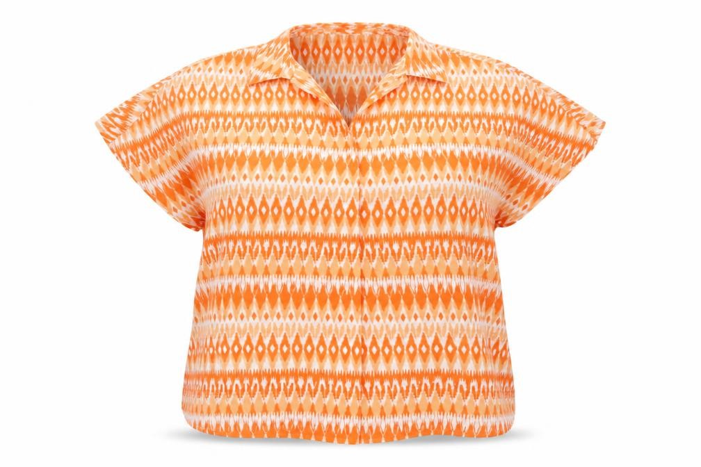 Front view of Marks & Spencer Women's Orange Geometric Blouse
