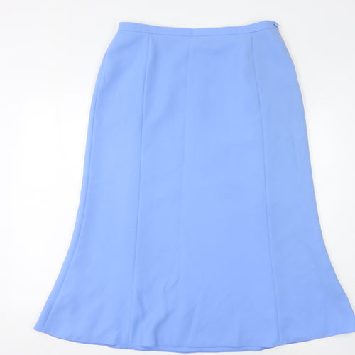 Jacques Vert Women's Blue Midi Skirt, Size 16, Zip Closure