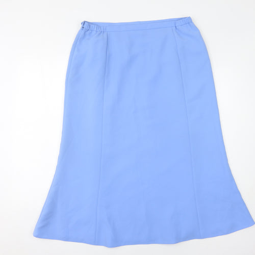 Jacques Vert Women's Blue Midi Skirt, Size 16, Zip Closure