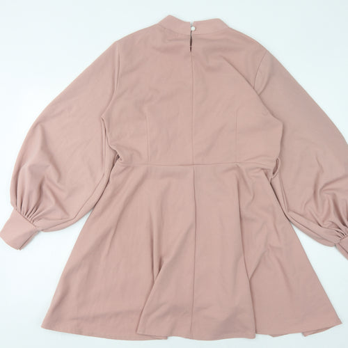 Boohoo Women's Pink Size 14 Dress with Balloon Sleeves