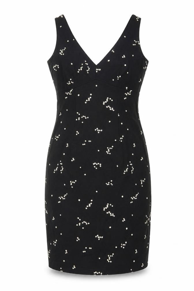 Front view of Coast Women's Black Bodycon Dress, size 12, Beaded
