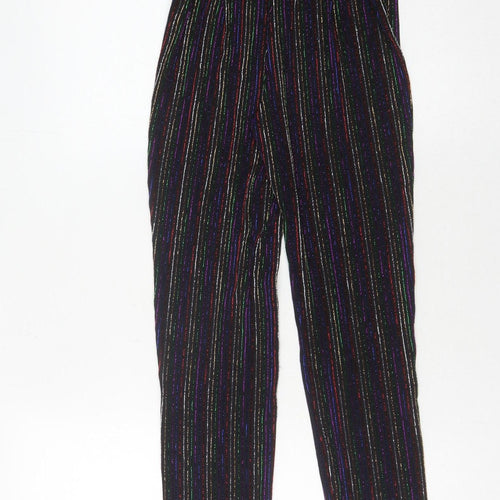 ZARA Women's Knit Striped Trousers M Black