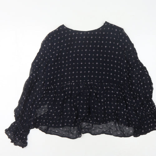 Mango Women's Black Geometric Tunic Blouse