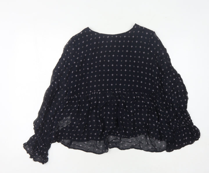 Mango Women's Black Geometric Tunic Blouse