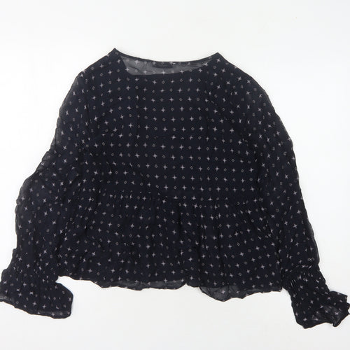 Mango Women's Black Geometric Tunic Blouse