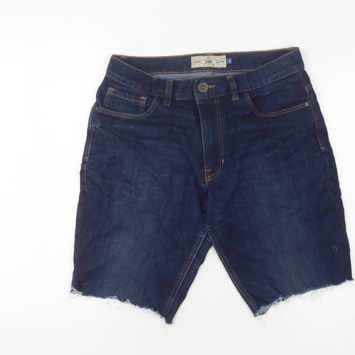 Next Men's Blue Denim Shorts 30 in Slim Fit Casual