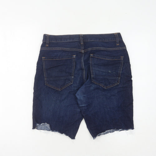 Next Men's Blue Denim Shorts 30 in Slim Fit Casual