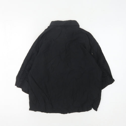 Topshop Women's Black Button-Up Shirt, Size 8, Cotton