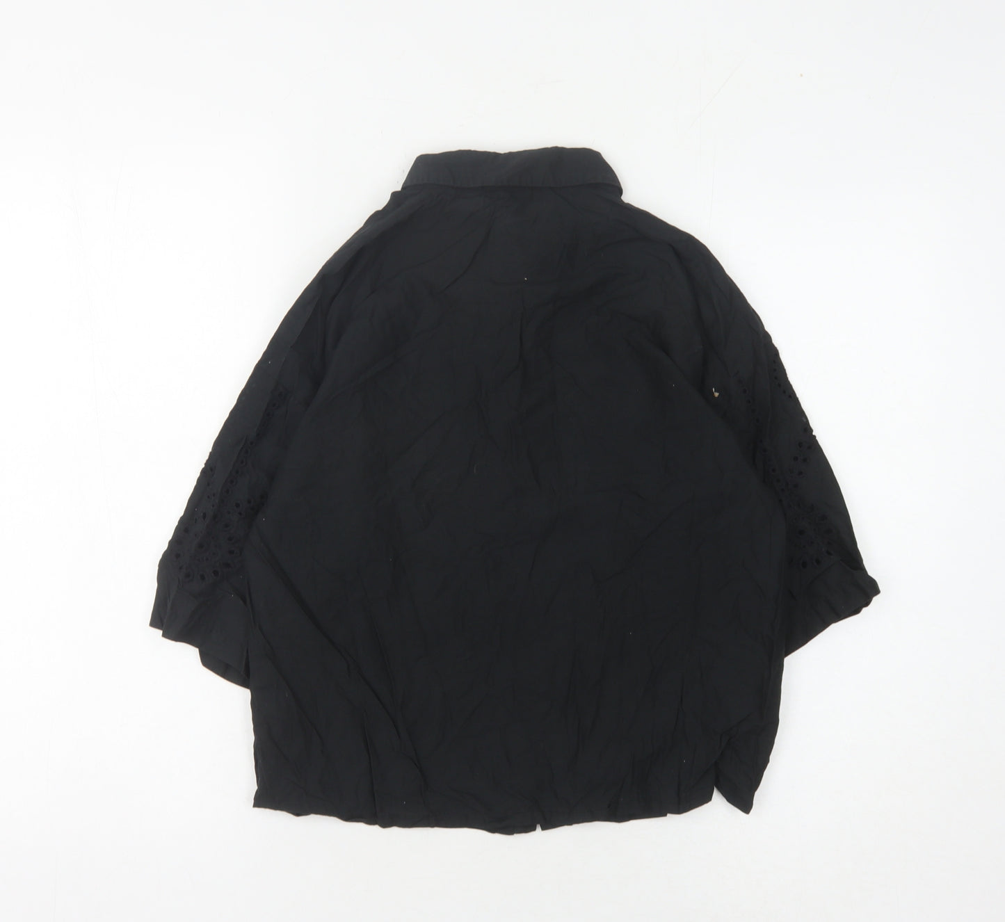 Topshop Women's Black Button-Up Shirt, Size 8, Cotton