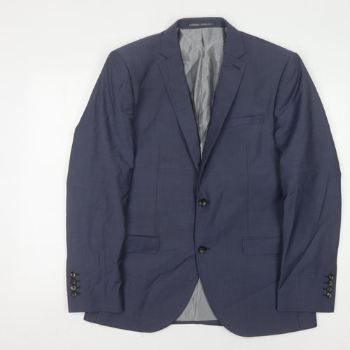 Next Men's Blue Wool Blazer, Size 40, Regular Fit
