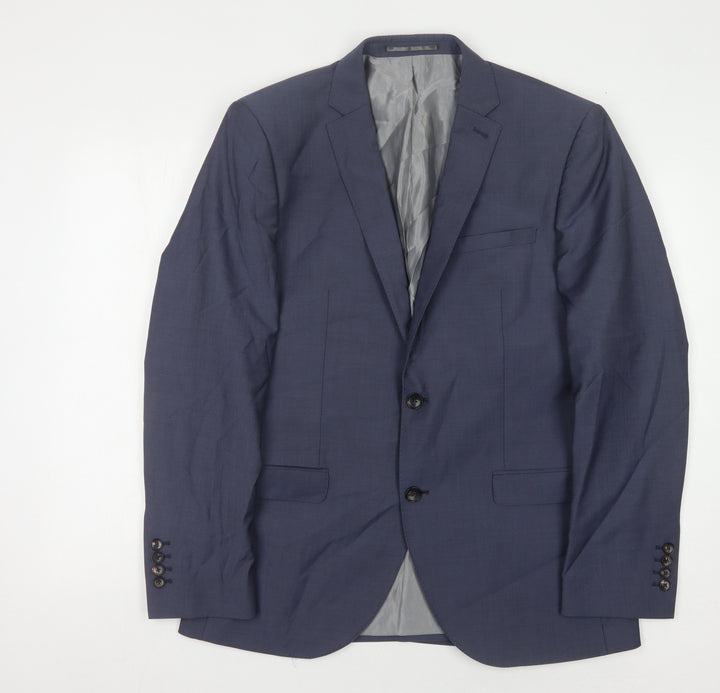 Next Men's Blue Wool Blazer, Size 40, Regular Fit