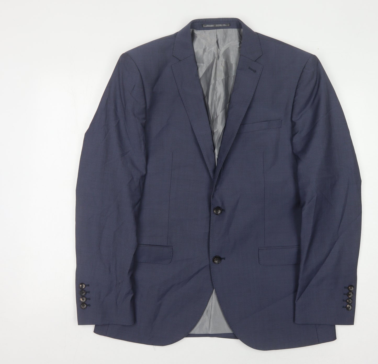 Next Men's Blue Wool Blazer, Size 40, Regular Fit