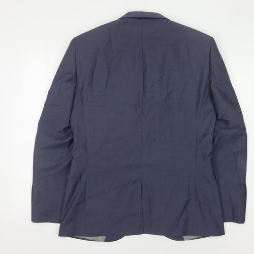 Next Men's Blue Wool Blazer, Size 40, Regular Fit