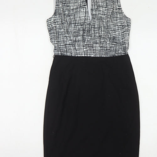 Oasis Women's Black Geometric Shift Dress, Size 8, Sleek & Stylish