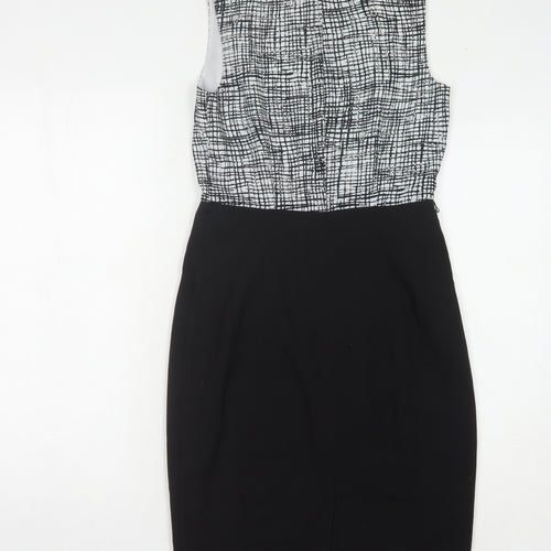 Oasis Women's Black Geometric Shift Dress, Size 8, Sleek & Stylish