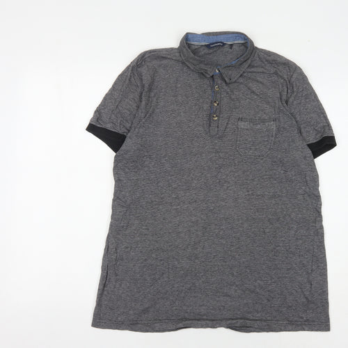 Twisted Soul Men's Grey Polo Shirt L Cotton
