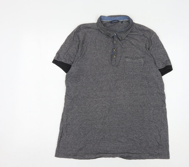 Twisted Soul Men's Grey Polo Shirt L Cotton