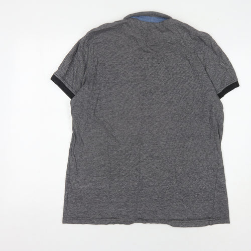 Twisted Soul Men's Grey Polo Shirt L Cotton