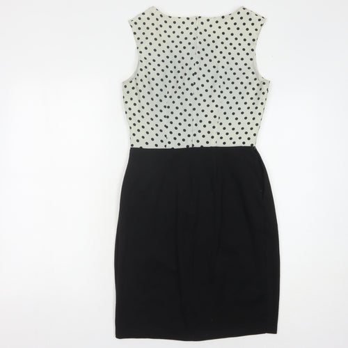 Oasis Women's Black & Ivory Polka Dot Dress, Size 8