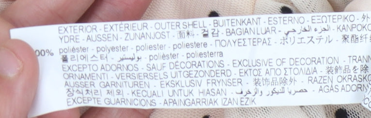 Zara Women's Beige Polka Dot Ruffle Blouse XS