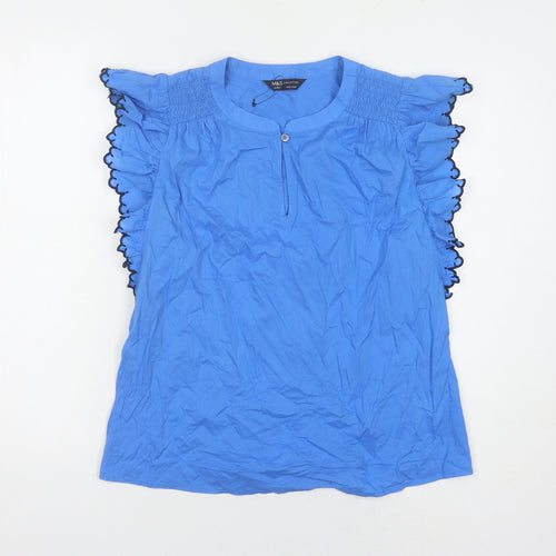 Marks and Spencer Women's Blue Sleeveless Blouse Size 8