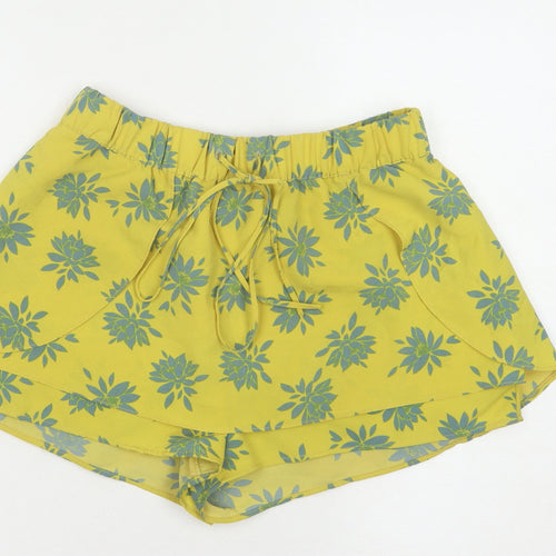 Zara Women's Yellow Floral Wrap Shorts XS