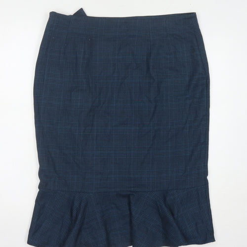 Marks and Spencer Women's Blue Check Pencil Skirt Size 16