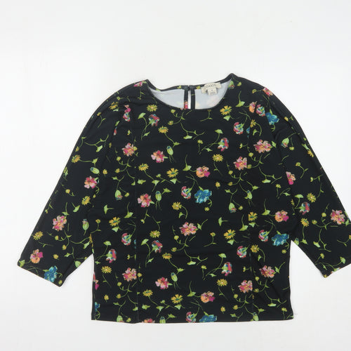 Oasis Women's Black Floral Blouse M