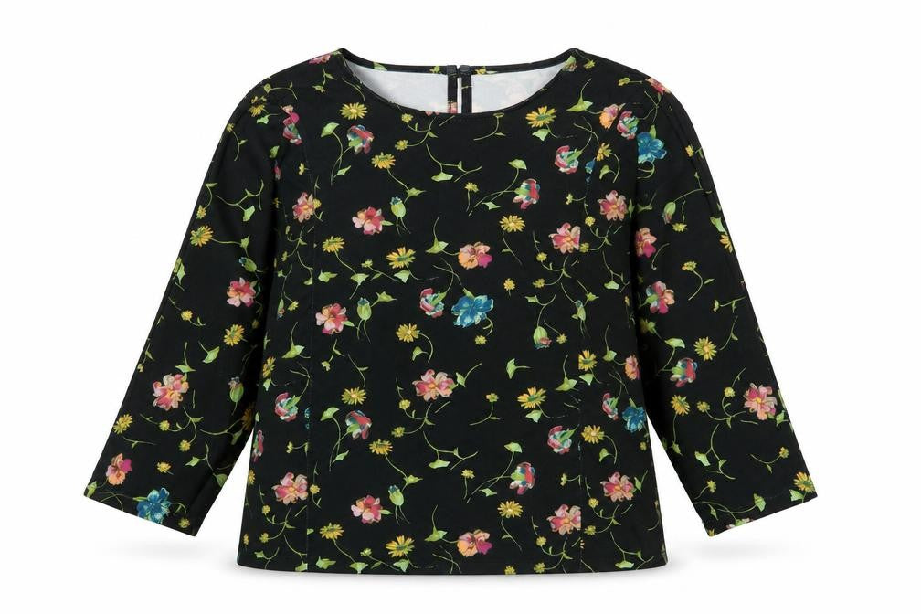Front view of Oasis Women's Black Floral Blouse M