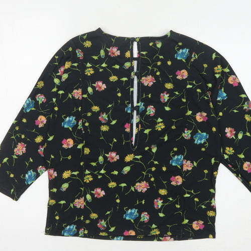 Oasis Women's Black Floral Blouse M