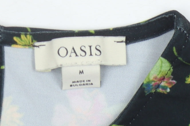Oasis Women's Black Floral Blouse M