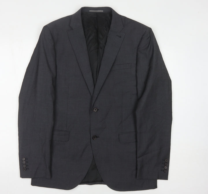 Next Men's Grey Blazer, Size 40, Wool, Formal