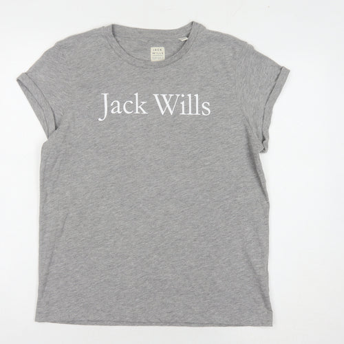 Jack Wills Women's Grey Crew Neck T-Shirt Size 10