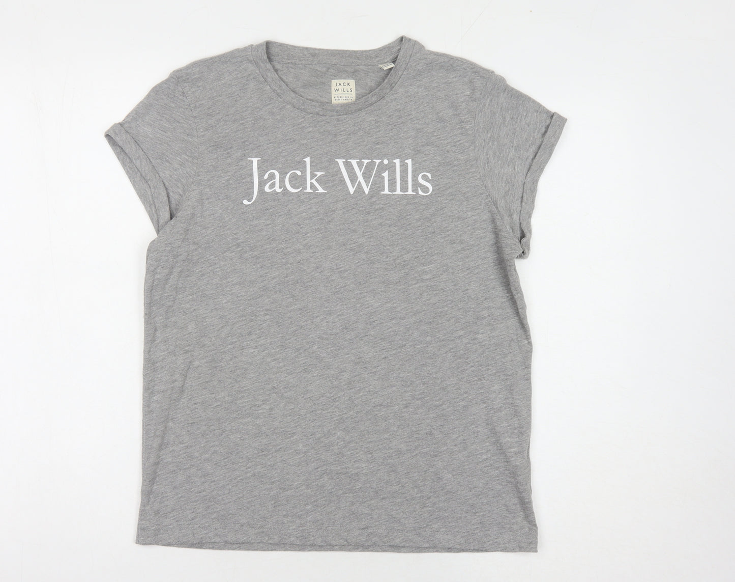 Jack Wills Women's Grey Crew Neck T-Shirt Size 10