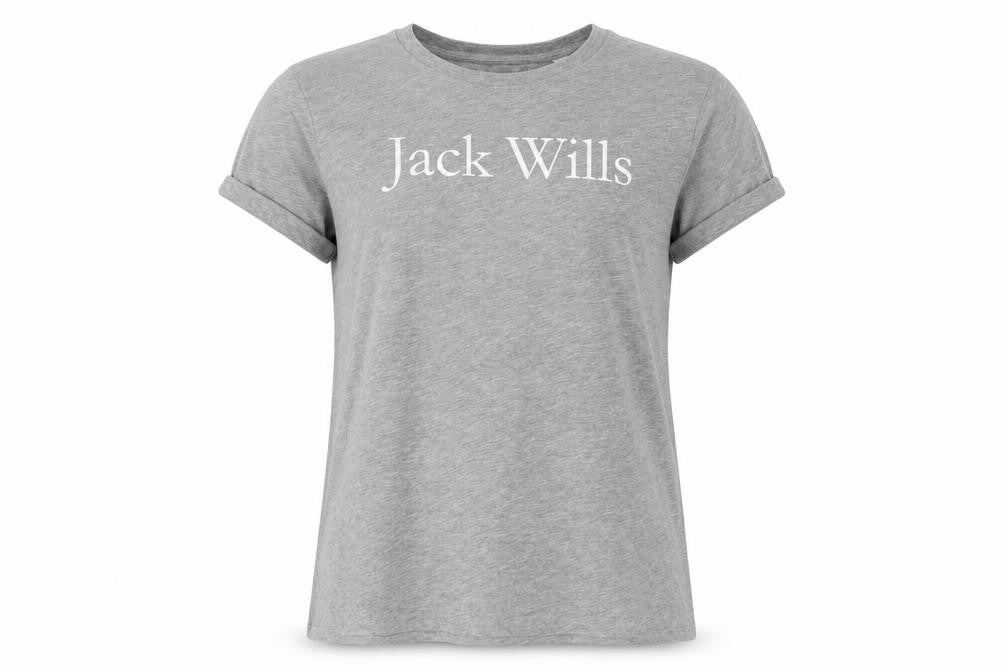 Front view of Jack Wills Women's Grey Crew Neck T-Shirt, size 10