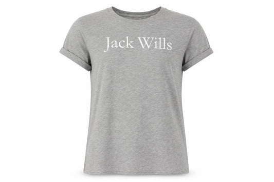 Front view of Jack Wills Women's Grey Crew Neck T-Shirt, size 10